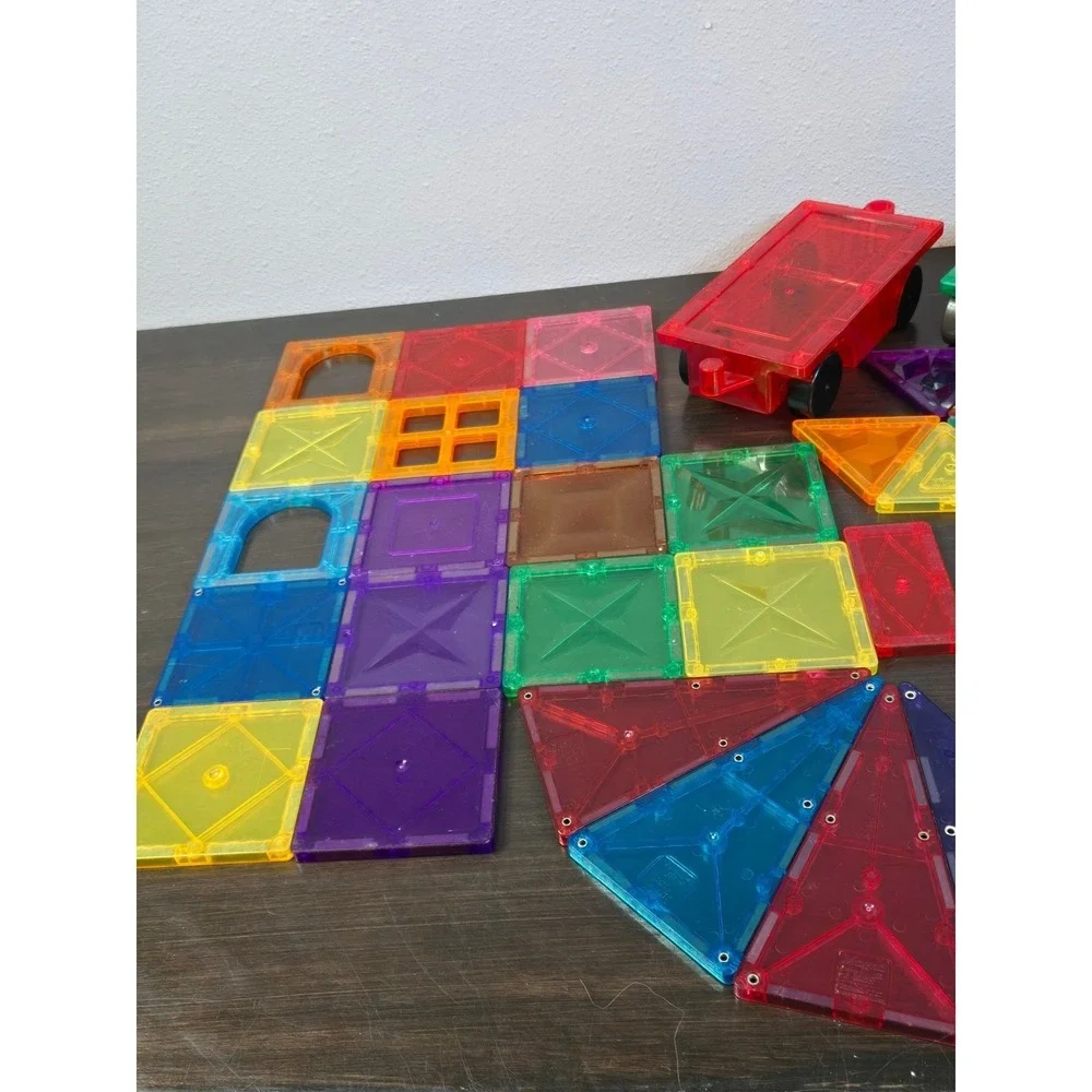 Mixed Brand Magnetic Building Tiles Lot Vehicle Bases STEM Toys